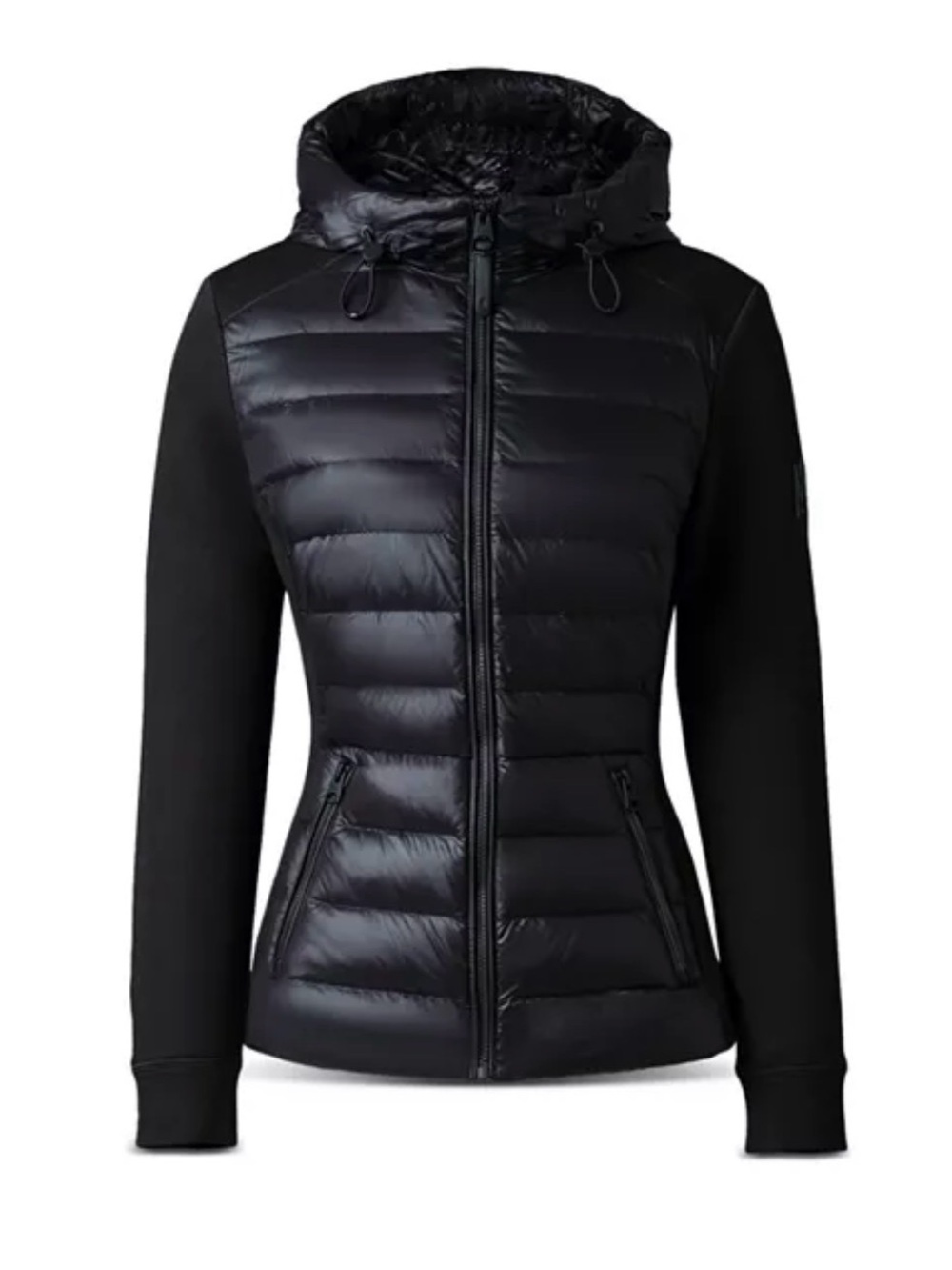 Mackage Women’s Della Hooded Mixed Media Jacket Puffer Hybrid Hooded Jacket Sz L - Picture 4 of 16
